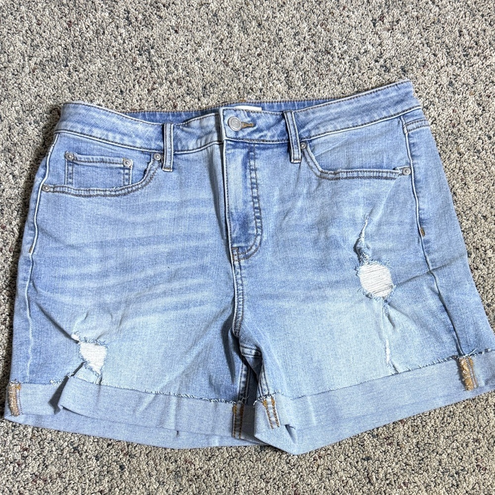 Candace Cameron Bure Light Blue Denim Distressed Shorts Sz 12 NWOT